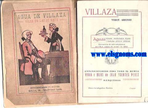 Aguas minero medicinales bicarbonatadas sdicas litnicas. Declaradas de utilidad pblica por Real orden de marzo de 1900. Villaza Verin-Orense.