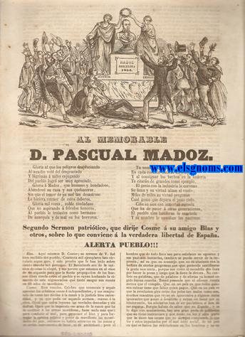 Al memorable D.Pascual Madoz. .Segundo Sermn patritico,que dirige Cosme  su amigo Blas y otros,sobre lo que conviene  la verdadera libertad de Espaa.