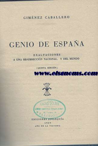 Genio de Espaa.Exaltaciones a una insurreccin nacional.Y el mundo.Quinta edicin.