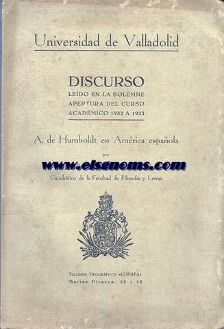 A.de Humboldt en América española. Discurso...