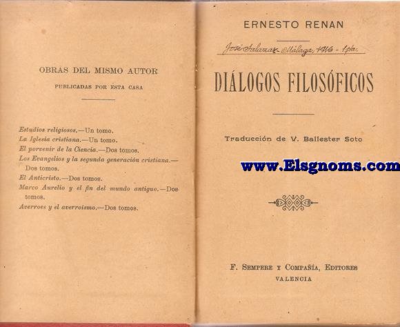 Dilogos filosficos. Traduccin de V.Ballester Soto.