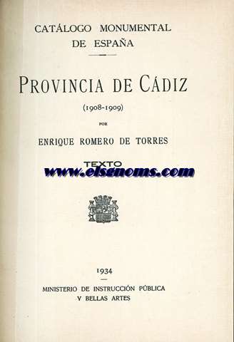 Catlogo Monumental de Espaa:Provincia de Cdiz (1908-1909).