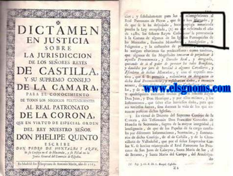 Dictamen en Justicia sobre la Jurisdiccion de los Seores Reyes de Castilla, y su Supremo Consejo de la Camara, para el conocimiento de todos los Negocios pertenecientes al Real Patronato de la Corona, que en virtud de especial Orden del Rey Nuestro Seor Don Phelipe Quinto escribe... de su Consejo en el de Hacienda, y su Fiscal en la Junta General del Comercio de Espaa.