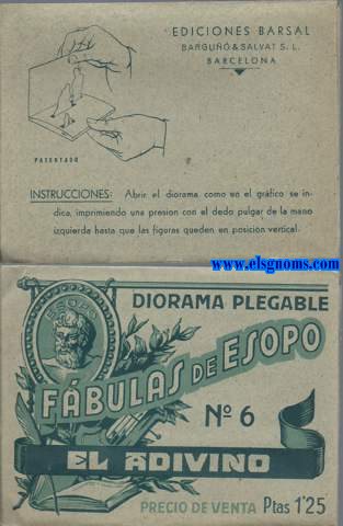 Diorama plegable. Fbulas de Esopo N 6. El adivino. Precio de venta Ptas 1'25.