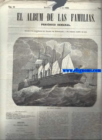 El Album de las Familias. Peridico semanal. Gratis  los suscriptores del Diario de Barcelona. N 40. Tomo II. Barcelona, 13 de agosto de 1860.