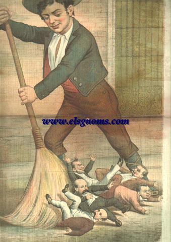 El Motn.-Peridico Satrico Semanal.AoI I. Nm. 19.-Domingo 7 de Mayo de 1882.-SUMARIO: Crisis, Crisis.-Pitadas.-Quejarse de Vicio.-Nuestro Auxiliar.-Explicacin de la caricatura.-Manojo de Flores Msticas.-Libros Recibidos.