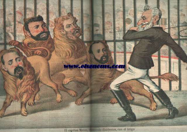 El Motn.-Peridico Satrico Semanal.-Ao II.-Domingo 9 de Julio de 1882.-Nm. 28.-SUMARIO: El Jefe Negro.-Puede el baile continuar.-Carta extraviada.-Explicacin de la caricatura.-Manojo de Flores Msticas.-Ferro-Carriles de Ultra-Tumba.