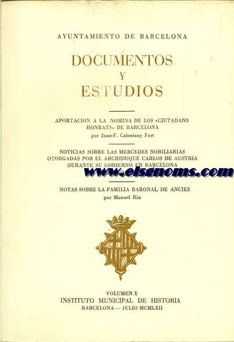 Documentos y Estudios. Vol. X. Aporatcin a la nmina de los 