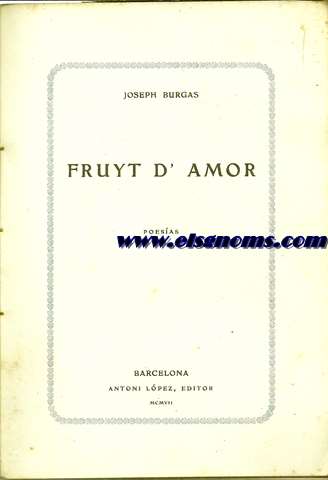 Fruyt d'amor. Poesas.