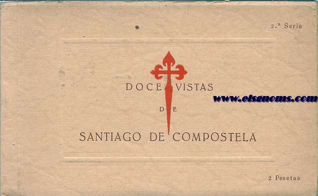 Doce vistas de santiago de Compostela. 2 Serie. 12 tarjetas postales impresas en gris verdoso.